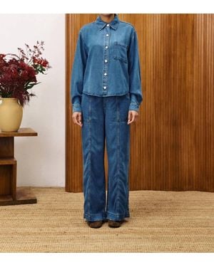 FRNCH Jean Balsamine Wide Leg Pants - Blue