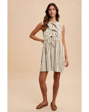 Anniewear Striped Dress With Front Bow - Natural