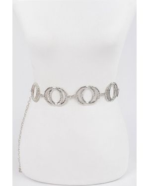 Fashnzfab Melted Double Rings Chain Belt - Metallic