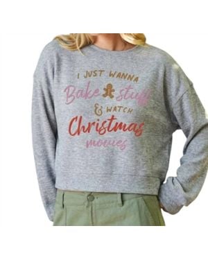 Oat Collective I Just Wanna Bake Stuff Sweater - Gray