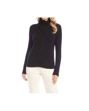 Karen Kane Rib Faux Wrap Top - Black