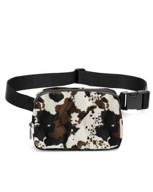 The Front Porch Label Cow Print Crossbody Bag - Black
