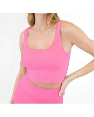 Nikibiki Wash Ribbed Cropped Top - Pink