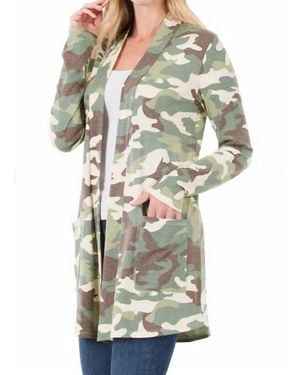 Zenana Camouflage Mid-Thigh Slouchy Pocket - Green