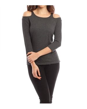 French Kyss Leah Open Shoulder Top - Black