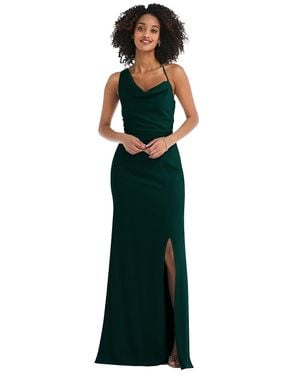 After Six One-Shoulder Draped Cowl-Neck Maxi Dress - Green