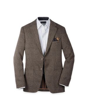 Paul Fredrick Knit Plaid Single Breasted Notch Lapel Sport Coat - Brown