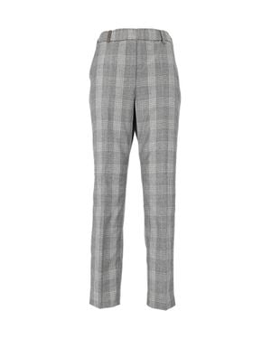 Peserico Plaid Tailored Tapered Pants - Gray
