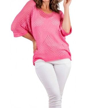 Gigi Moda Star Knit Mesh Sweater - Pink