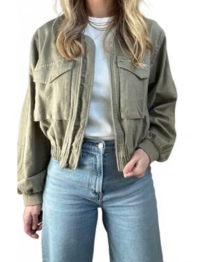illa illa Zip Up Front Pocket Bomber Jacket - Green
