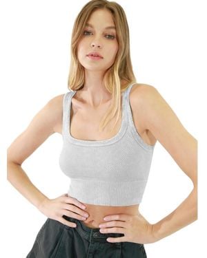 Nikibiki Wash Ribbed Cropped Top - White