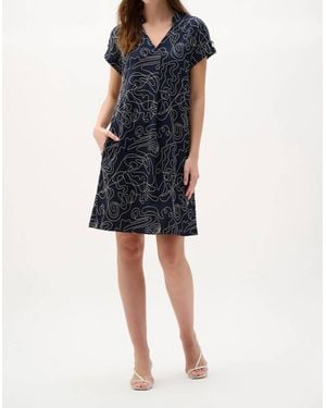 Joseph Ribkoff Novelty Abstract Print Trapeze Dress - Blue