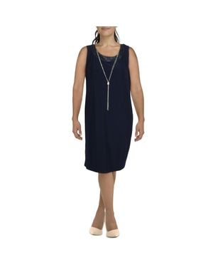 R & M Richards Plus Metallic Knee-Length Shift Dress - Blue