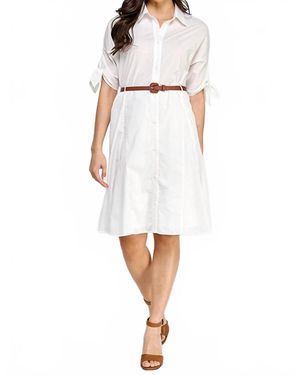 Rubienn Solid Belted Mini Dress - White