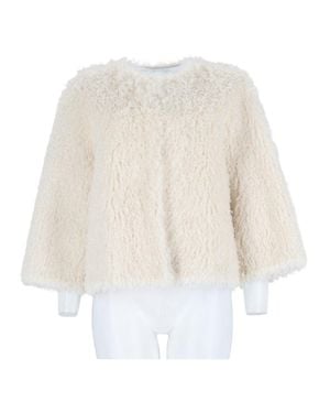 Leon & Loulou Paris Cropped Boxy Seamless Faux Fur Bomber Jacket - White