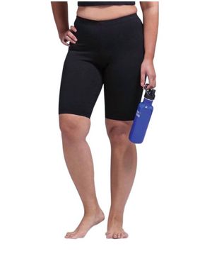 On The Plus Side Plus Size Solid Cotton Lycra Bike Shorts - Black
