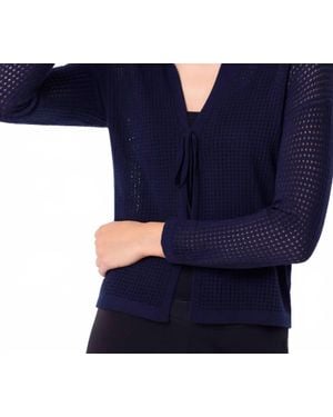 French Kyss Crochet Tie Cardigan - Blue