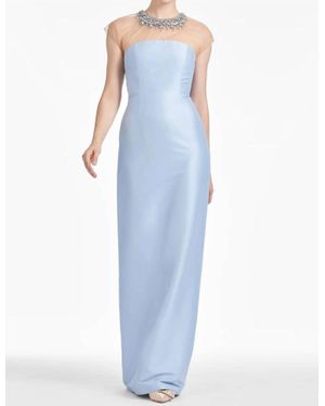Sachin & Babi Irina Beaded Illusion Neck Gown - Blue