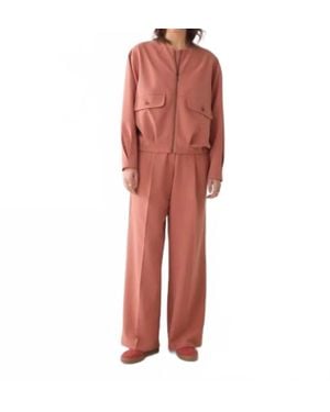 Summum Uni Pleated Waistband Pants - Red