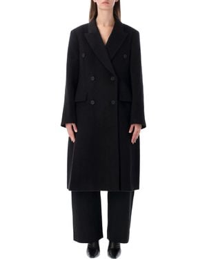 Studio Nicholson Double-Breasted Wool Blend Coat - Black