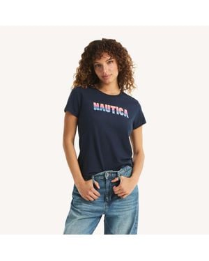 Nautica Foil Heritage Logo Graphic T-Shirt - Blue