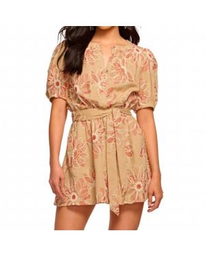 Ramy Brook Selby Embroidered Short Sleeve Mini Dress - Orange