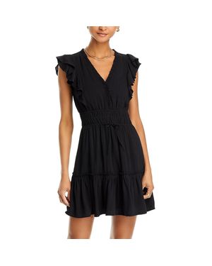 PAIGE Above Knee Smocked Mini Dress - Black