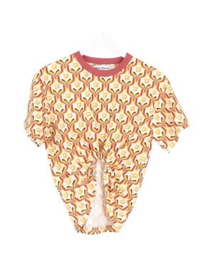 Rabanne Printed Cropped Top With Ring Detail - Natural