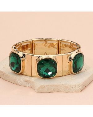 Fashnzfab Bold Square Faceted Gem Accent Stretch Evening Bracelet - Blue