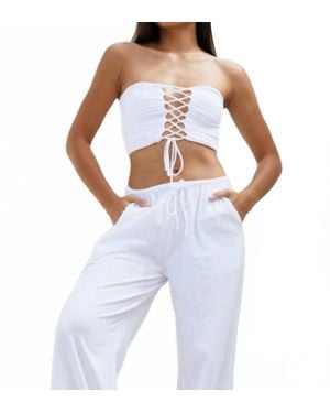 Blanco BY NATURE Laced Front Crop Top - Blue