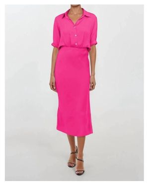 Naked Zebra Button Up Midi Shirt Dress - Pink