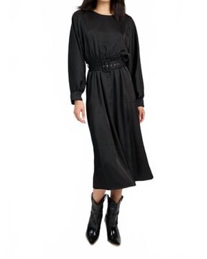 Sadie & Sage Mood Boost Dolman Sleeve Belted Midi Dress - Black