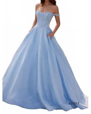 Sherri Hill Off Shoulder A Line Prom Dress - Blue