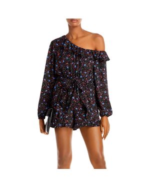 Aqua Ruffled Stretch Romper - Black