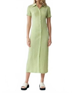 Third Form Waffle Midi Shirt Midi Dress - Green