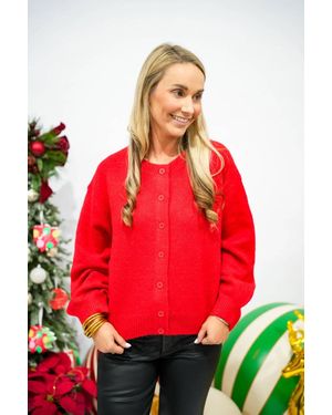 Kimberly C Knit Piper Cardigan Sweater - Red