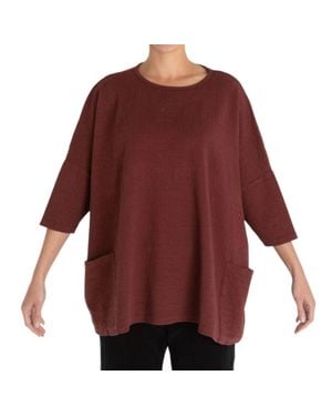 cut-loose Pucker Doublecloth Pull Over Top - Red