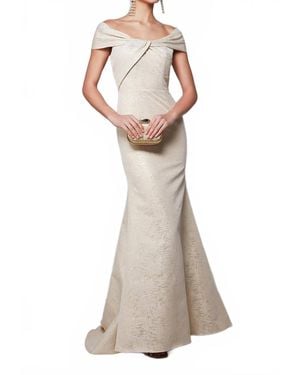 Alyce Paris Off The Shoulder Jacquard Dress - White