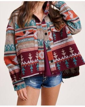 Le Miel Boho Aztec Jacket - Red