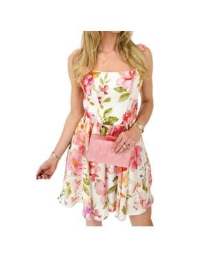 Lavender Brown Jenesis Mini Floral Dress - Red