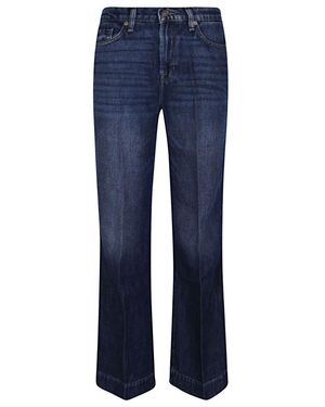 7 For All Mankind High-Waisted Wide Flare Tencel-Cotton Jeans - Blue