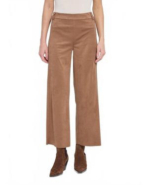 Lyssé Vionette Vegan Suede Wide Leg Trouser Pants - Natural