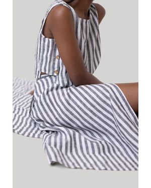 REISTOR Striped Linen Boxy Crop Top - Multicolor