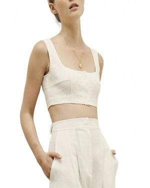 LeKasha Jirja Linen Crop Top - White