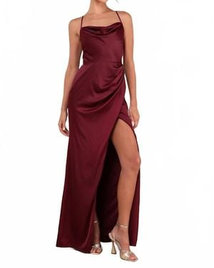 Lulus Moments Of Beauty Satin Cowl Neck Tulip Maxi Dress - Red