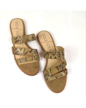 Sole Society 3 Strap Snake Slide Sandals - Metallic