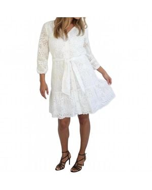 NIBI MTK Georgia Palm Eyelet Dress - White