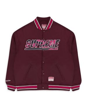 Supreme Mitchell & Ness Camo Logo Varsity Jacket - Red