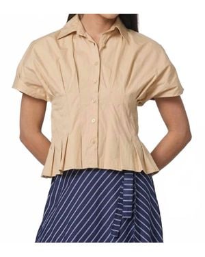 LUSANA Tailor Pleated Blouse - Blue