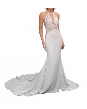 CASABLANCA Halter Neck Wedding Dress - White